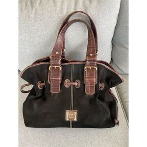 Vintage Dooney & Bourke Black Suede Satchel Handbag Women's Bag